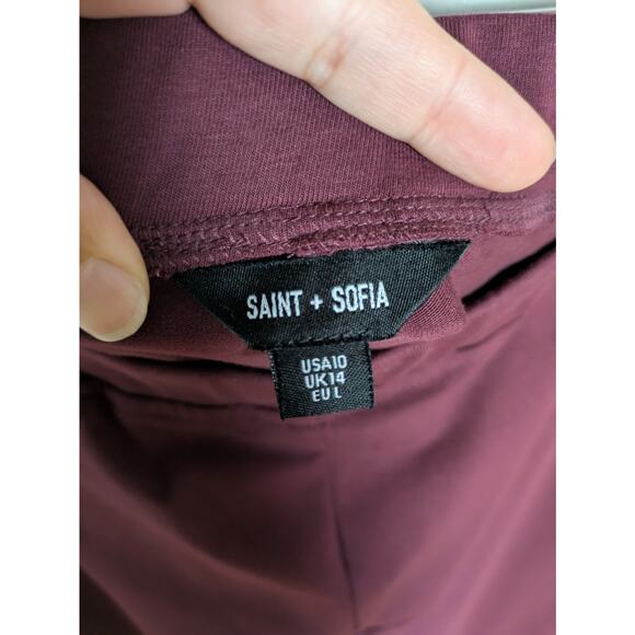 SAINT + SOFIA Maroon Red Apartment Pant Straight Leg Pull-On Women's 10 - Picture 3 of 5